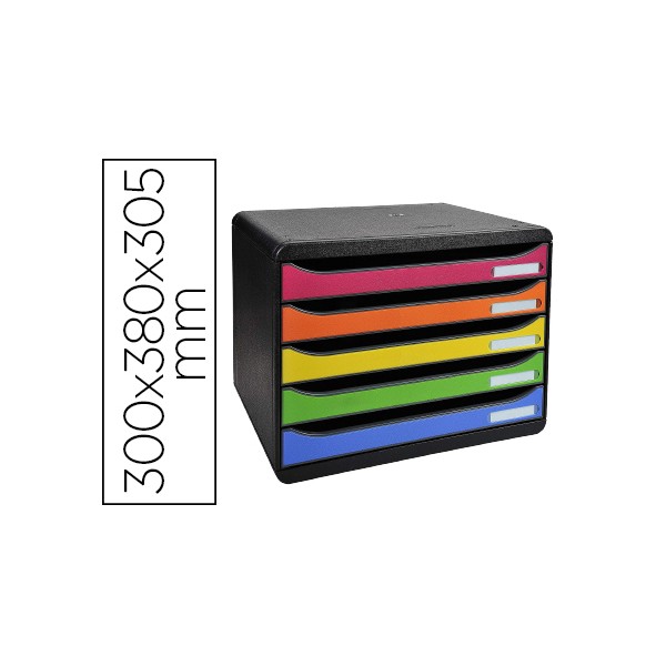 Bloco classificador de secretaria exacompta big box plus apaisada iderama arlequin 5 gavetas multicolor 270x355x271 mm