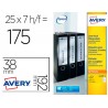 Etiqueta adesiva avery permanente branca 38x192 mm para lombada caixa de 175 unidades