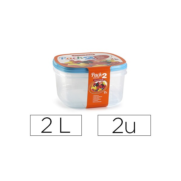 Tupperware plasticforte transparente tampa cor 2 litros pack 2 unidades