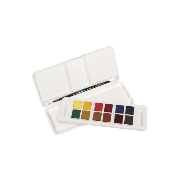 Aguarela daler rowney aquafine travel conjunto com pincel caixa de 12 cores sortidas