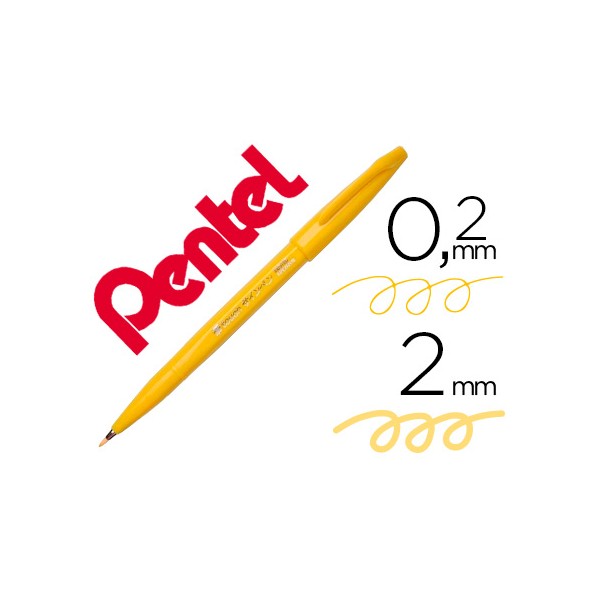 Marcador pincel pentel touch para caligrafia cor amarelo