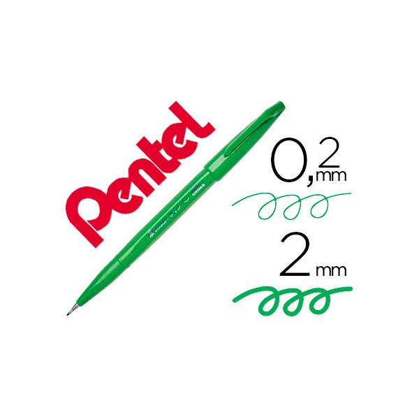 Marcador pincel pentel touch para caligrafia cor verde