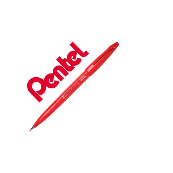 Marcador pincel pentel touch para caligrafia cor vermelho