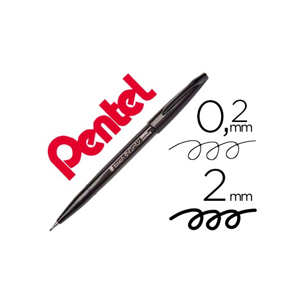 Marcador pincel pentel touch para caligrafia cor preto