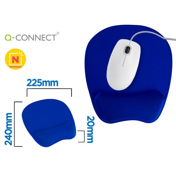 Tapete para rato q connect com apoio de pulsos ergonomica de gel cor azul