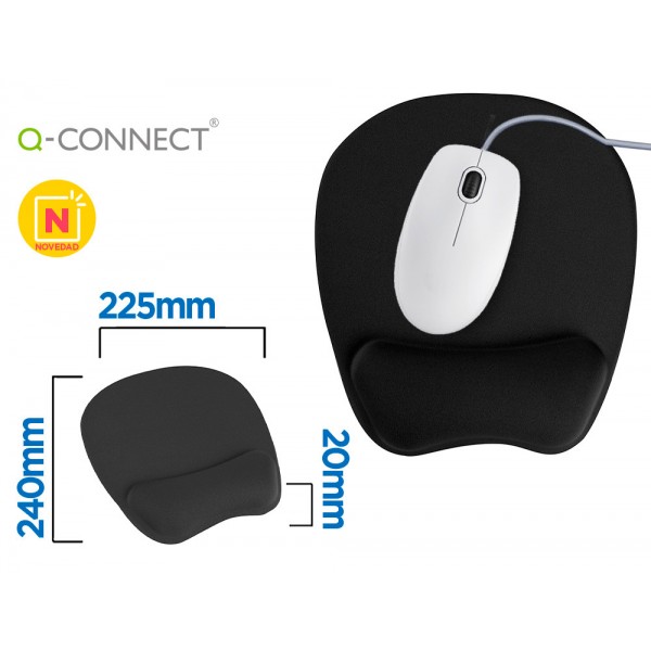 Tapete para rato q connect com apoio de pulsos ergonomica de gel cor preto