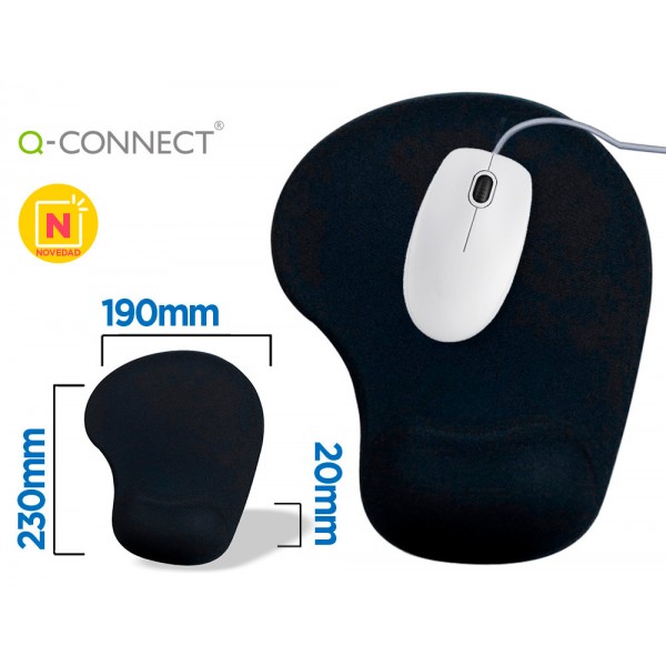 Tapete para rato q connect com apoio de pulsos de gel cor preto