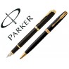 Conjunto parker duo sonnet laca negra gt esferografica caneta com aparo de aco inoxidavel