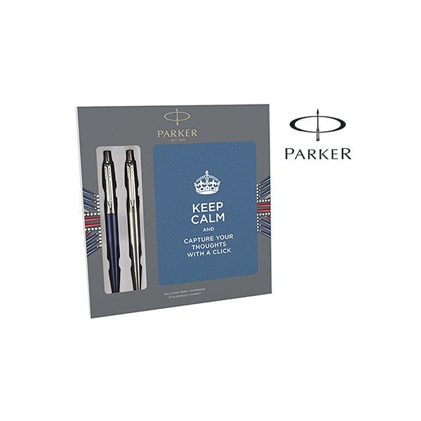 Esferografica parker jotter aco azul bloco expositor de 9 conjuntos de oferta