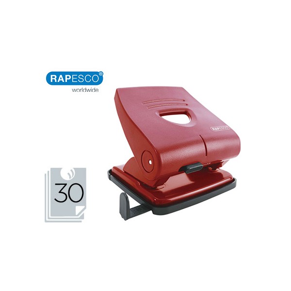 Furador rapesco 827 p vermelho 2 furos capacidade 30 folhas