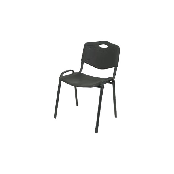 Cadeira q connect robledo confidente estrutura em metal preta com encosto pvc ergonomica preta 81x48x42 cm