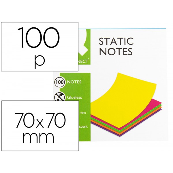 Bloco de notas magneticas q connect 70x70 mm 100 folhas 5 cores fluorescentes