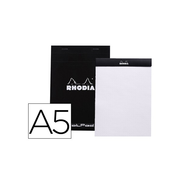 Bloco de notas rhodia black dot pad din a5 80 f 80 gr liso com pontos pretos 5 mm perfurado