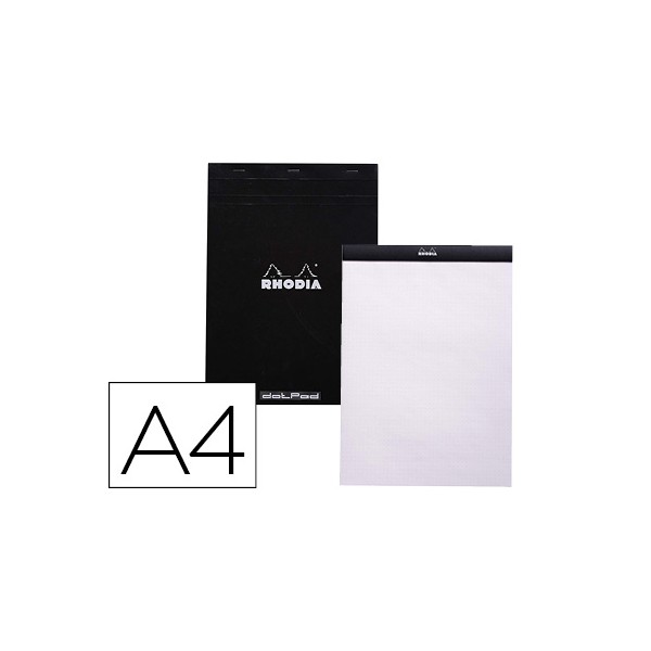 Bloco de notas rhodia black dot pad din a4 80 f 80 gr liso com pontos pretos 5 mm perfurado