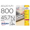 Etiqueta adesiva avery tamanho 457x254 mm permanente laser branca caixa de 800 unidades