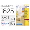 Etiqueta adesiva avery tamanho 381x212 mm removivel amarela fluorescente caixa de 1625 unidades