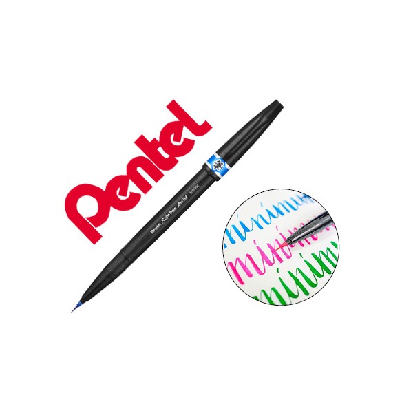 Caneta pincel pentel artist cor azul ceu