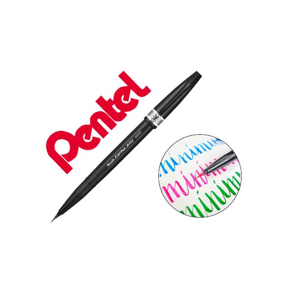 Caneta pincel pentel artist cor cinza