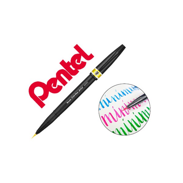 Caneta pincel pentel artist cor amarelo