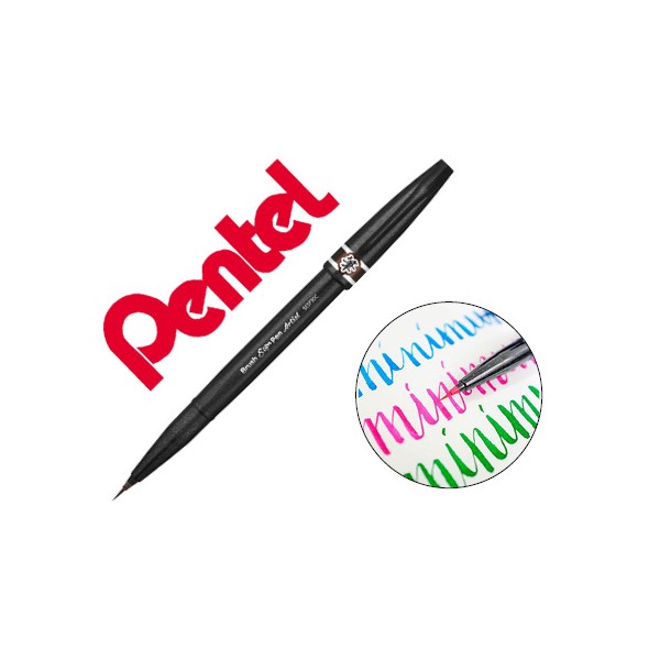 Caneta pincel pentel artist cor castanho