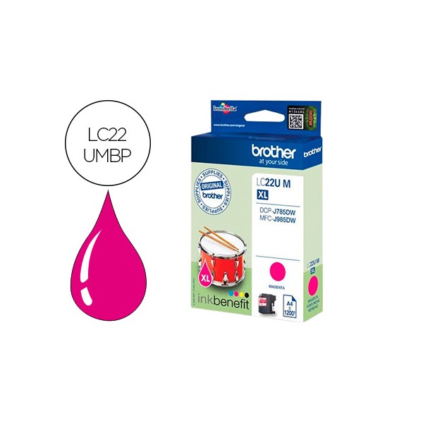 Tinteiro brother lc22umbp xl dcp j785dw dcp j785dwxl mfc j985dw mfc j985dw magenta 1200 pag