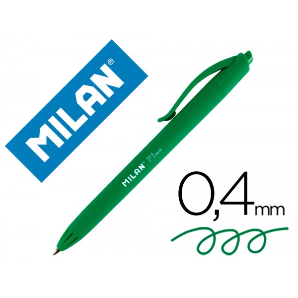 Esferografica milan p1 retratil 1 mm touch verde