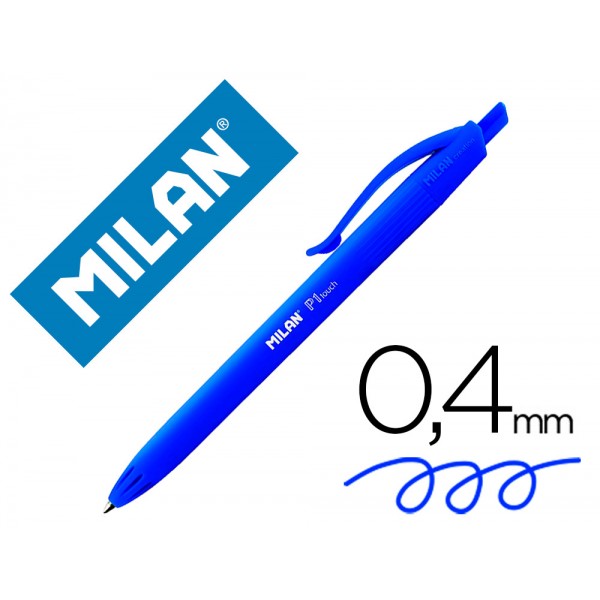 Esferografica milan p1 retratil 1 mm touch azul