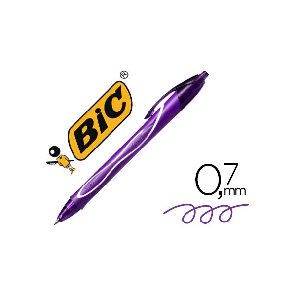 Esferografica bic gelocity quick dry retratil tinta gel purpura ponta de 07 mm