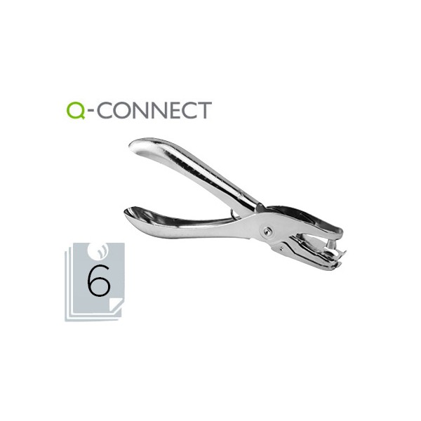 Furador q connect de alavanca metalico cromado 1 furo abertura 6 mm capacidade 6 folhas