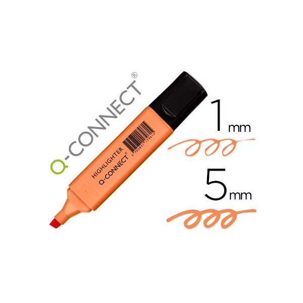 Marcador fluorescente q connect pastel laranja ponta biselada