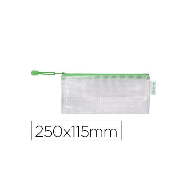 Bolsa multiusos tarifold pvc 250x115 mm abertura superior com fecho porta esferografica e correia cor verde