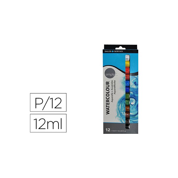 Aguarela daler rowney simply caixa de 12 cores sortidas tubo de 12 ml