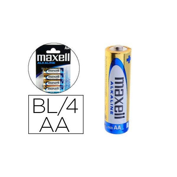 Pilha maxell alcalina 15 v tipo aa lr06 blister de 4 unidades