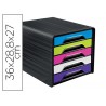 Blocos classificadores de secretaria cep 5 gavetas preto multicolor flashy 360x288x270 mm