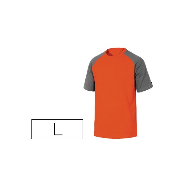 T shirt de algodao deltaplus cor cinza laranja formato l