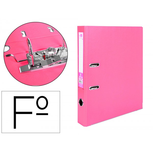 Pasta de arquivo de alavanca liderpapel documenta pvc folio lombada 52 mm rosa