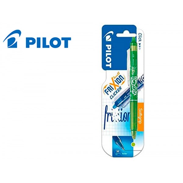 Esferografica pilot frixion clicker apagavel 07 mm cor verde lima em blister