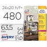 Etiqueta adesiva avery poliester branco 635x339 mm para impressora laser pack de 480 unidades