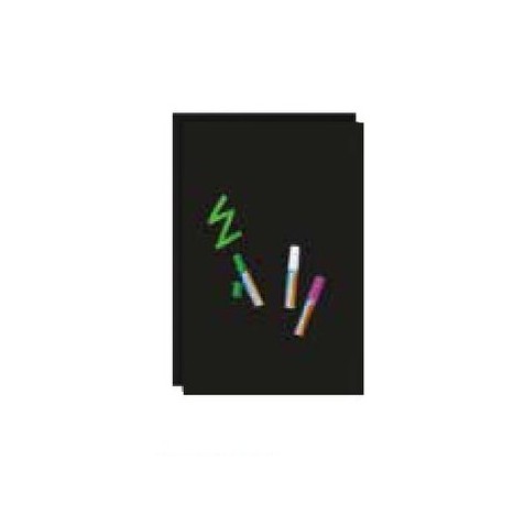 Lot de 2 feuilles noires et 3 stylos| pour présentoir à tréteaux