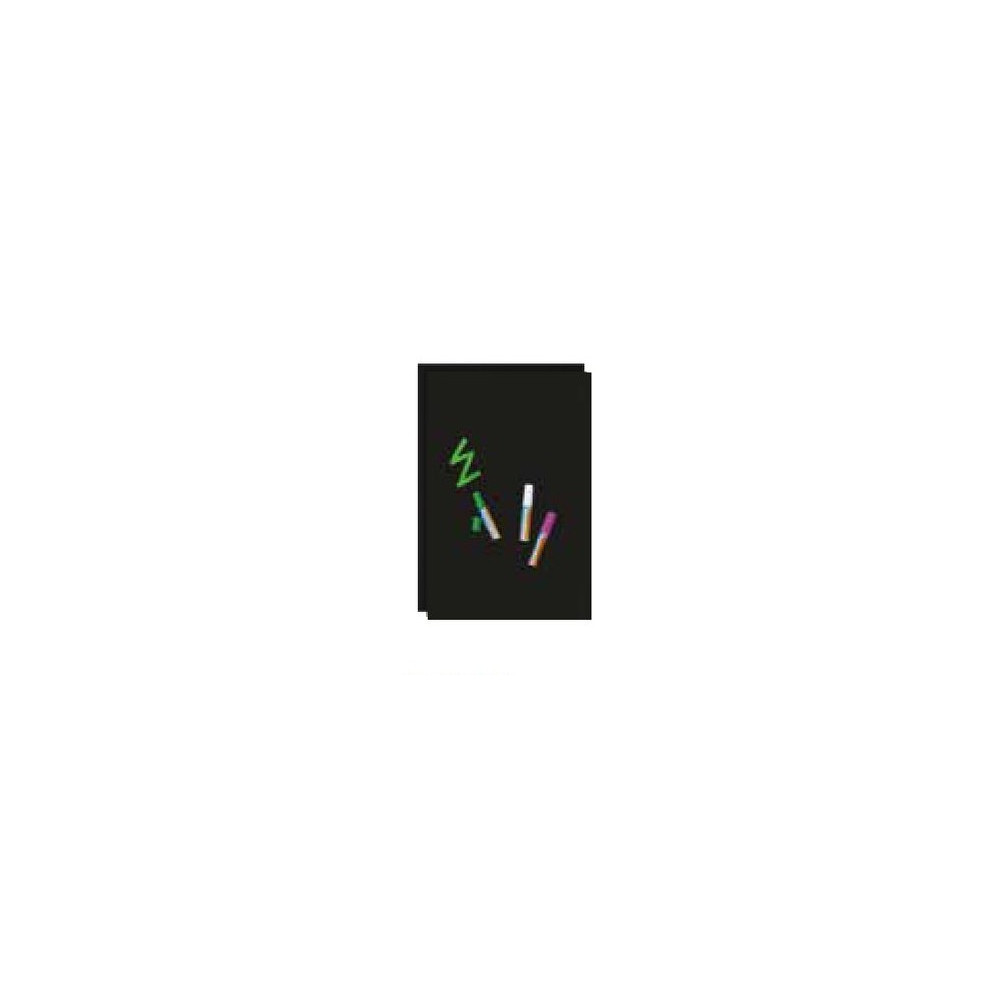 Lot de 2 feuilles noires et 3 stylos| pour présentoir à tréteaux