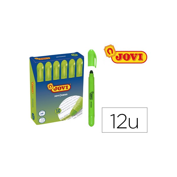 Marcador de cera gel jovi fluorescente verde caja de 12 unidades