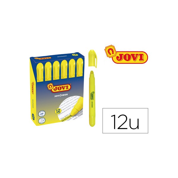 Marcador de cera gel jovi fluorescente amarillo caja de 12 unidades