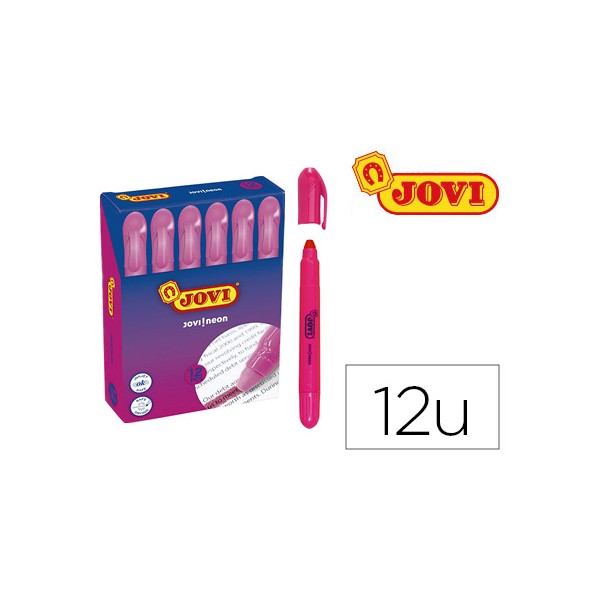 Marcador de cera gel jovi fluorescente rosa caja de 12 unidades