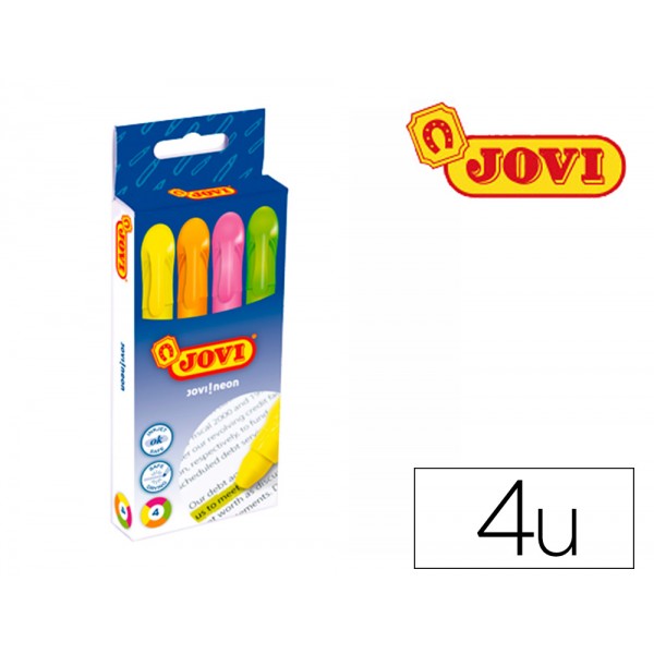 Marcador de cera gel jovi fluorescente caja de 4 unidades colores surtidos