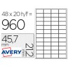 Etiqueta adesiva avery poliester prata 457 x 212 mm laser pack de 960 unidades