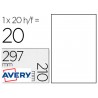 Etiqueta adesiva avery poliester branco 210 x 297 mm laser pack de 20 unidades