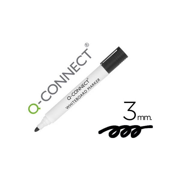 Marcador q connect quadro branco preto ponta redonda 30 mm