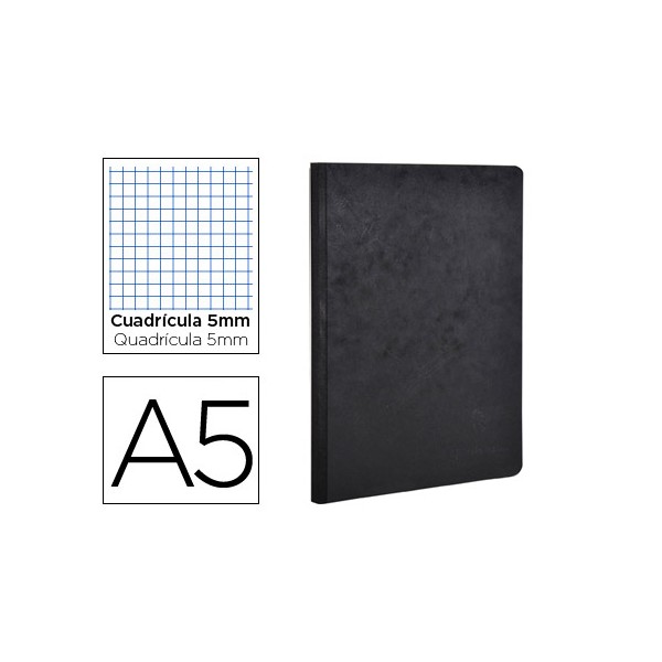 Caderno clairefontaine capa cartolina din a5 quadriculado 5 mm 96 folhas cor preto