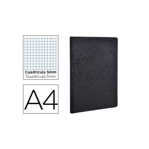 Caderno clairefontaine capa cartolina din a4 quadriculado 5 mm 96 folhas cor preto