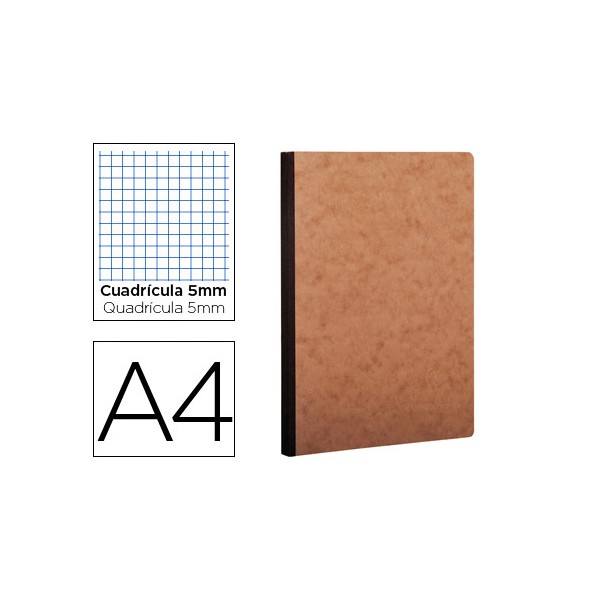 Caderno clairefontaine capa cartolina din a4 quadriculado 5 mm 96 folhas cor kraft